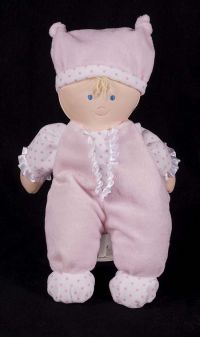 Kids Preferred Girl Doll Pink White Polka Dot Plush Lovey